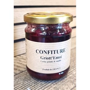 Confiture artisanale de cerises griottes à la vanille en pot de 200 g