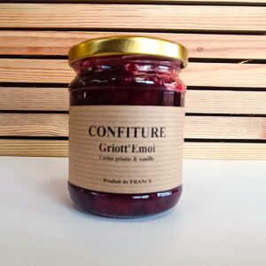 Confiture artisanale cerises griottes et vanille en pot de 200 g